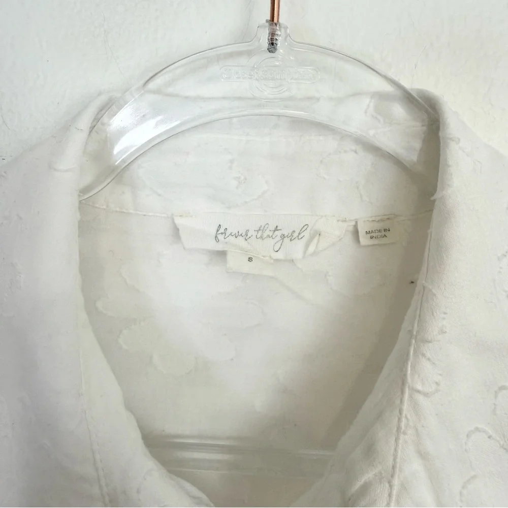 Anthropologie Forever That Girl Textured Jacquard Balloon Sleeve Blouse White S